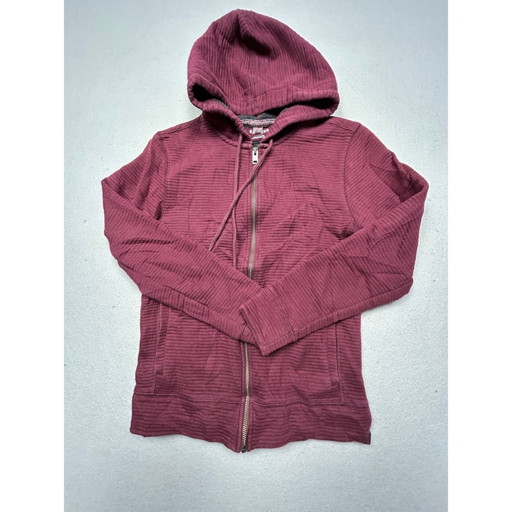 Express Full Zip Hoodie Ribbed Knit Burgundy XS Mens
